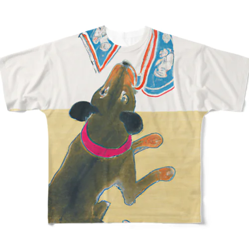 犬とハンカチ All-Over Print T-Shirt