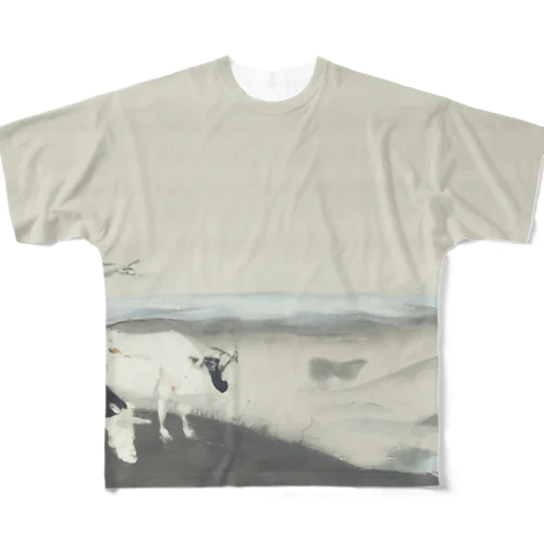 牛のいる静かな風景 All-Over Print T-Shirt