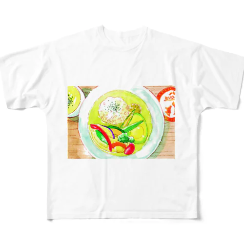 アボカドグリーンカレーグッズ フルグラフィックTシャツ