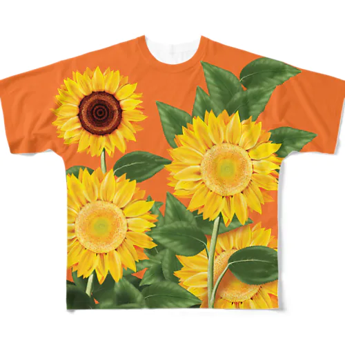 ひまわりオレンジ フルグラフィックTシャツ