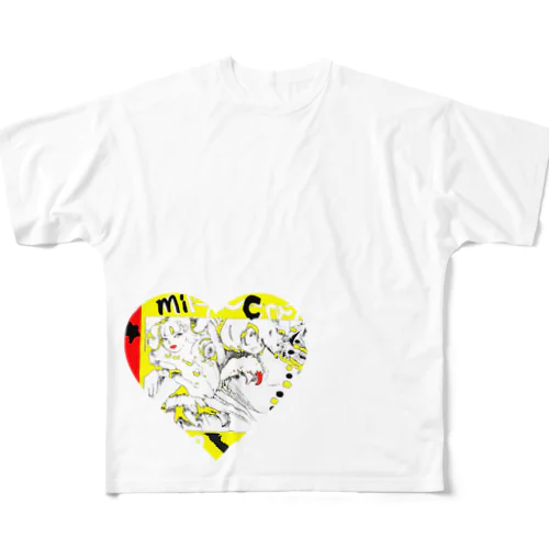 おばけheart フルグラフィックTシャツ