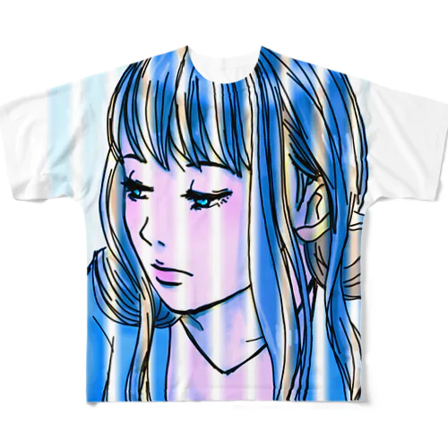 ブルーストライプ ガール All-Over Print T-Shirt