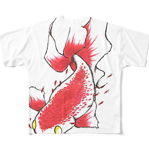 赤い魚 フルグラフィックTシャツ