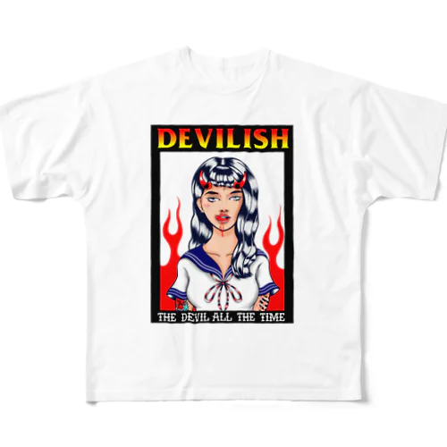 『DEVILISH』 All-Over Print T-Shirt
