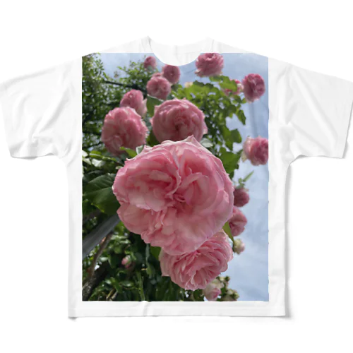 薔薇 フルグラフィックTシャツ