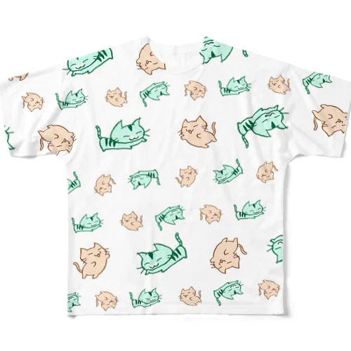 じゃれまくる まりにゃんず All-Over Print T-Shirt