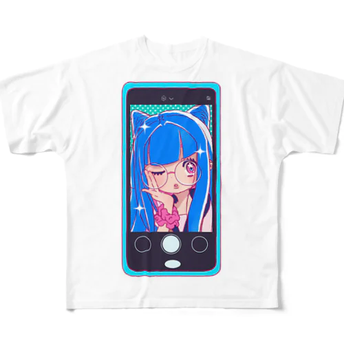 地雷ちゃんセルフィ― All-Over Print T-Shirt