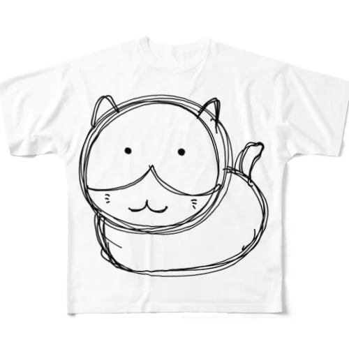 ラフにゃんこ フルグラフィックTシャツ