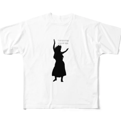 フラダンス　シルエット フルグラフィックTシャツ