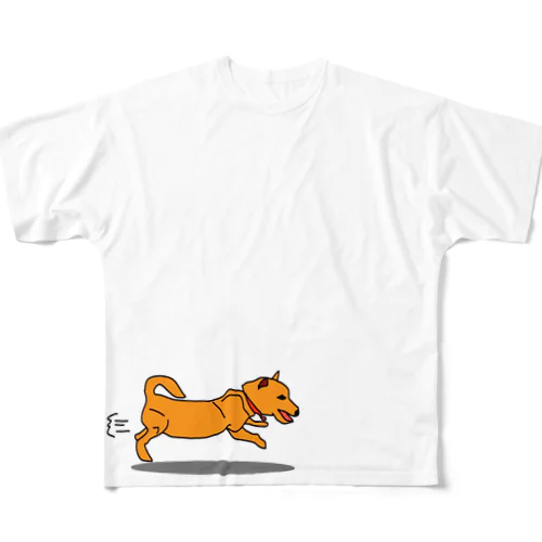 走る犬 All-Over Print T-Shirt