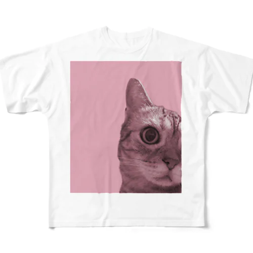 アイラブキャッツ　ピンクシカク フルグラフィックTシャツ