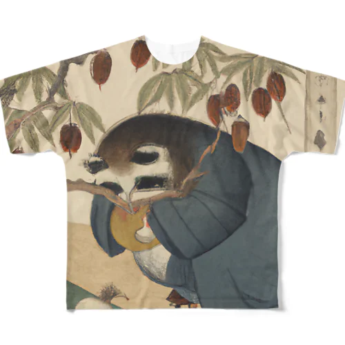 狸も冬支度 フルグラフィックTシャツ