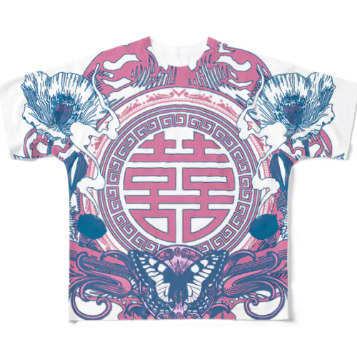 幻想阿片中華紋 フルグラフィックTシャツ