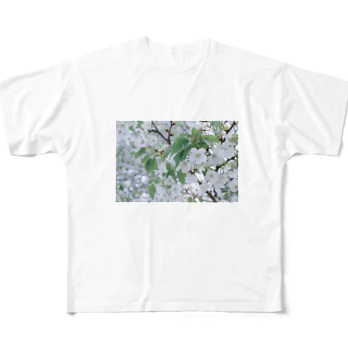 白い花 フルグラフィックTシャツ