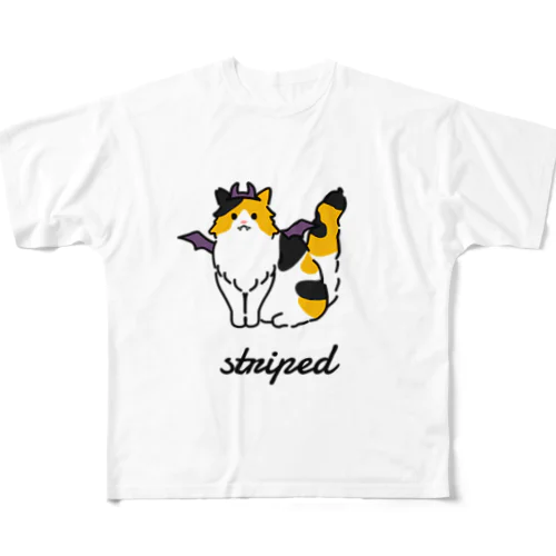 striped フルグラフィックTシャツ