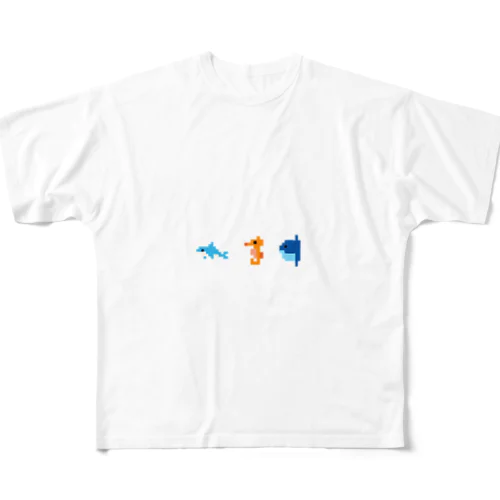 粗ドット絵・海の生き物シリーズ All-Over Print T-Shirt