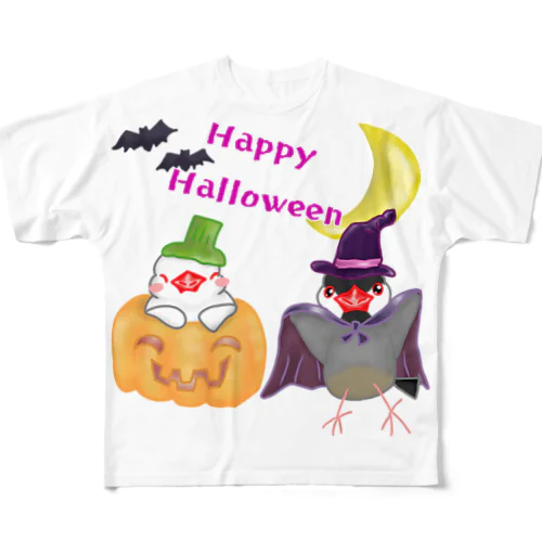 楽しいハロウィン文鳥ず フルグラフィックTシャツ