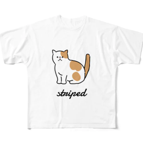 striped フルグラフィックTシャツ