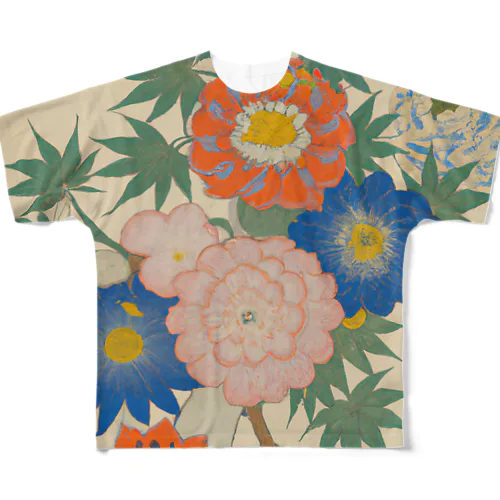 花の咲く庭 フルグラフィックTシャツ