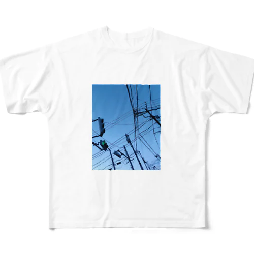空と電線 フルグラフィックTシャツ