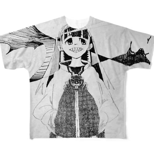 白黒 All-Over Print T-Shirt