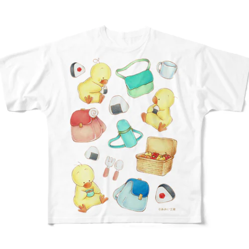 ひよこの3兄弟-ピクニック- フルグラフィックTシャツ