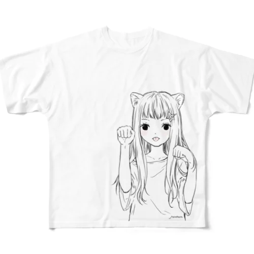 にゃあ。クリア フルグラフィックTシャツ