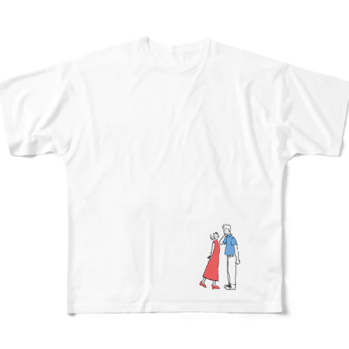 グイグイさんとテレテレくん。 All-Over Print T-Shirt