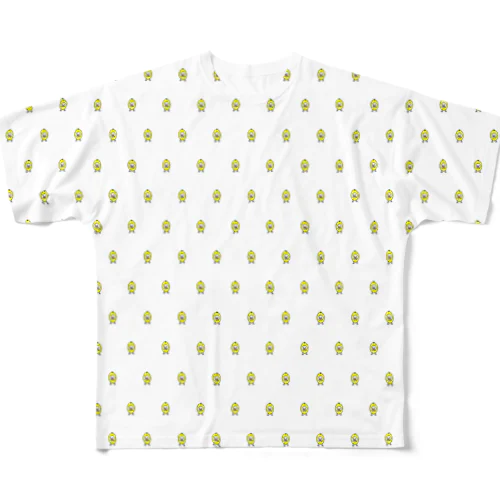 レモンを被った鳥（神妙な表情） All-Over Print T-Shirt