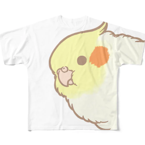 もふもふオカメ。(オカメインコ(ルチノー)) All-Over Print T-Shirt