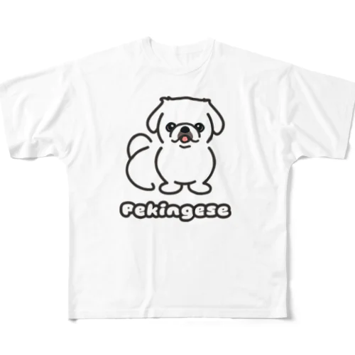 ペキニーズ・ホワイト（サマーカット）（全身） 풀그래픽 티셔츠