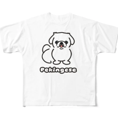 ペキニーズ・ホワイト（サマーカット）（全身） フルグラフィックTシャツ