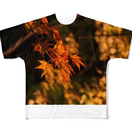 ライトアップ紅葉 - Japanese maple(night shot) - フルグラフィックTシャツ