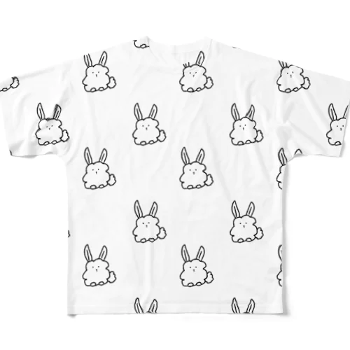 ふわふわのうさぎ フルグラフィックTシャツ