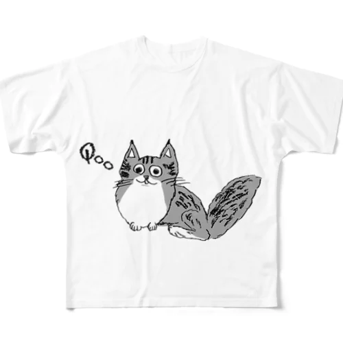 でか猫Qoo フルグラフィックTシャツ