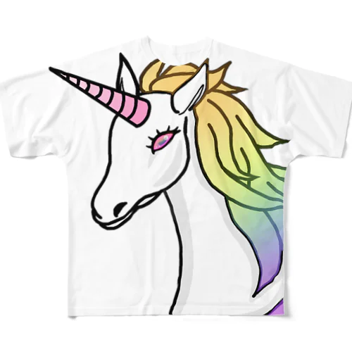 ユニコーン 虹色 ゆめかわいい All-Over Print T-Shirt