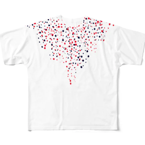 In+u1t0N #10 Dot/赤/紺 All-Over Print T-Shirt