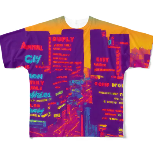 Building lights and sunset All-Over Print T-Shirt