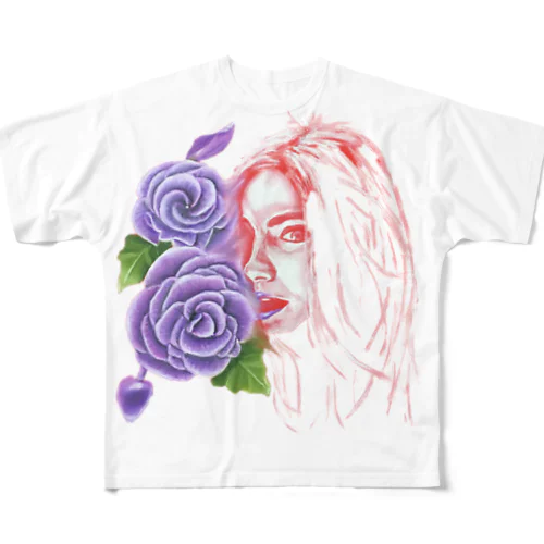 purple rose lady All-Over Print T-Shirt