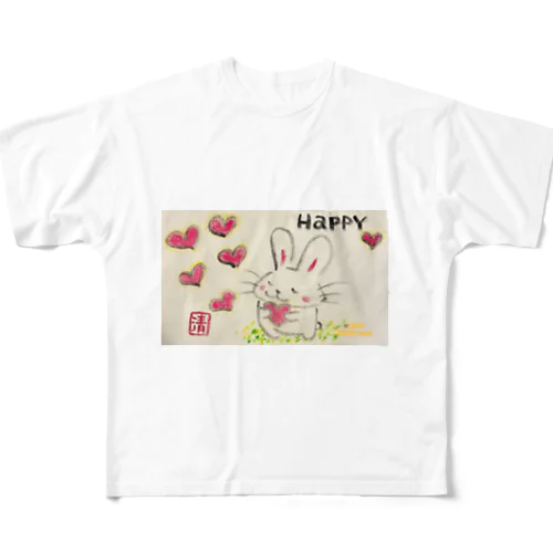 うさぎちゃん。HAPPY フルグラフィックTシャツ