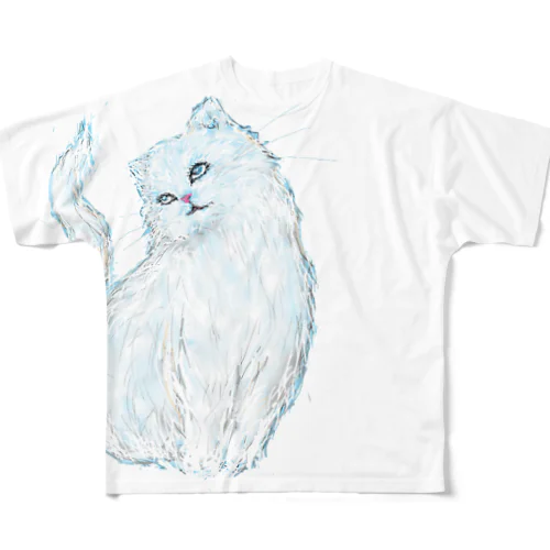 White cat All-Over Print T-Shirt