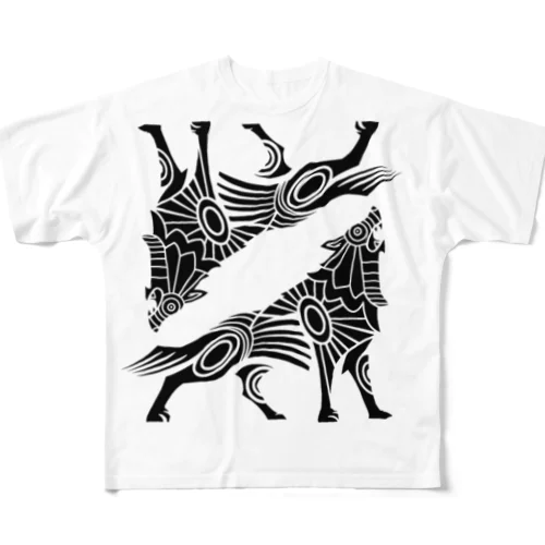 Geri ＆ Freki フルグラフィックTシャツ