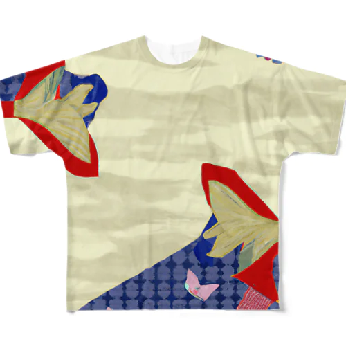 蝶のリボン結び フルグラフィックTシャツ