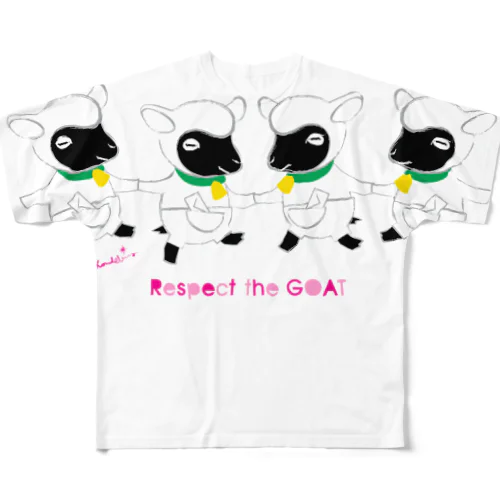 Respect the GOAT やぎさん おゆうぎ会 0592 黒ヤギ座 All-Over Print T-Shirt