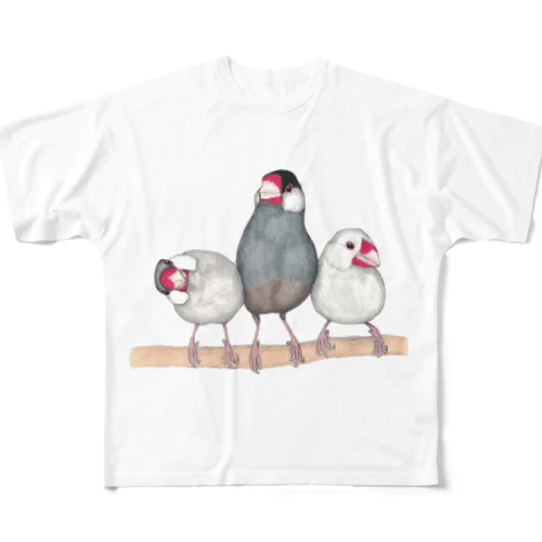 [森図鑑] 三羽文鳥 All-Over Print T-Shirt