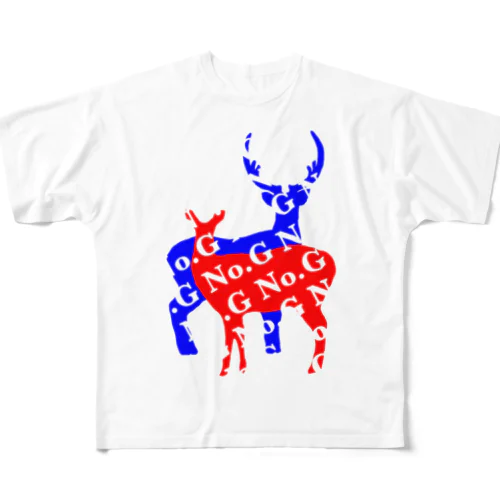 No.G  deer couple フルグラフィックTシャツ