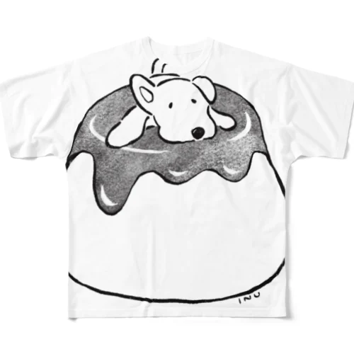 プリンの上の犬 All-Over Print T-Shirt