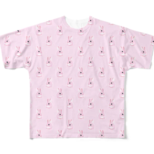 ピンク色のうさぎ All-Over Print T-Shirt