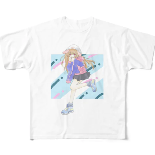 レトロガール All-Over Print T-Shirt