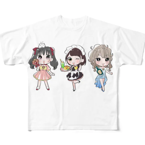 三人娘（萌のお仕事） All-Over Print T-Shirt